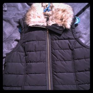 Maurices Fur trimmed black vest 1XL